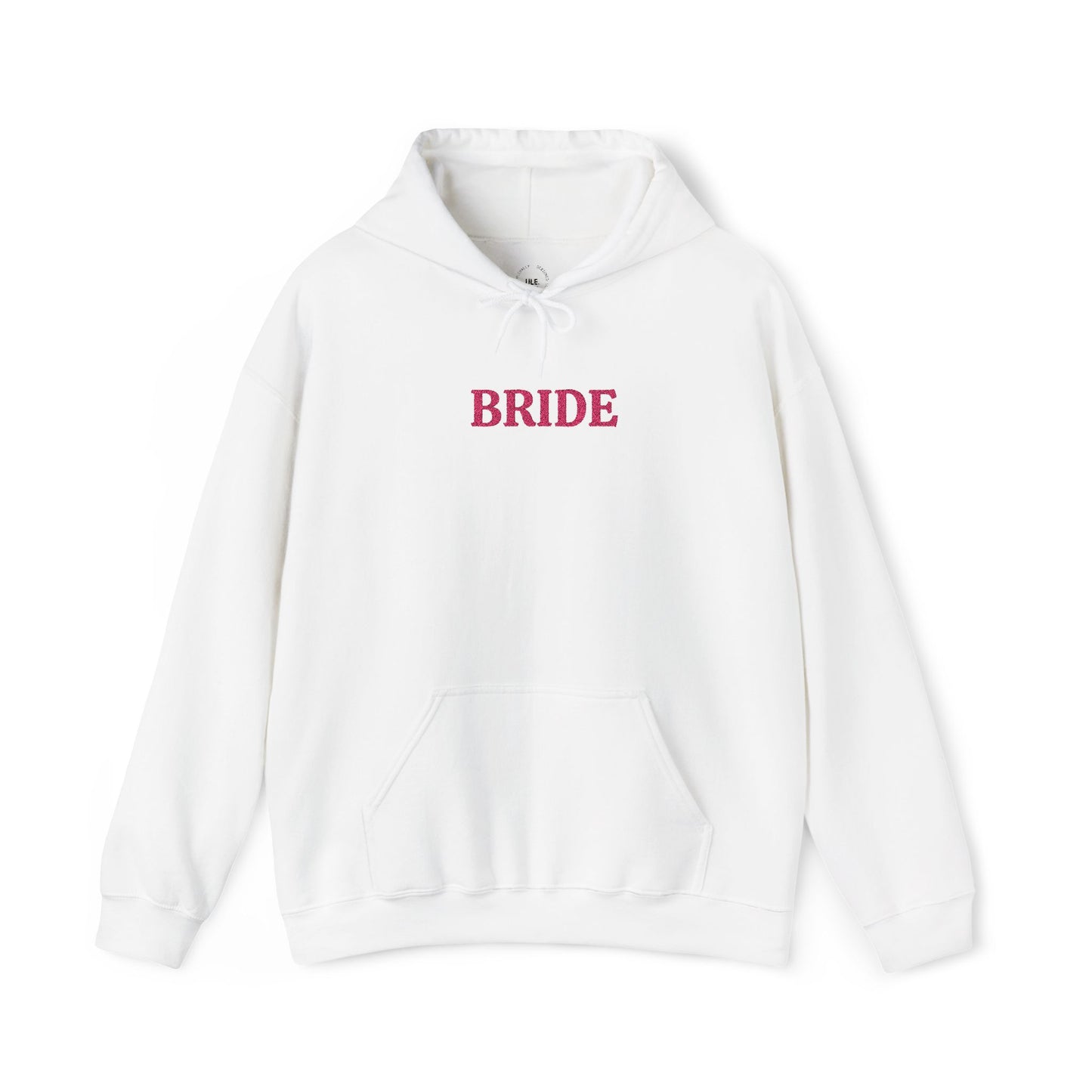 BRIDE Pink Embroidered Hoodie – Customizable Wedding Hoodie