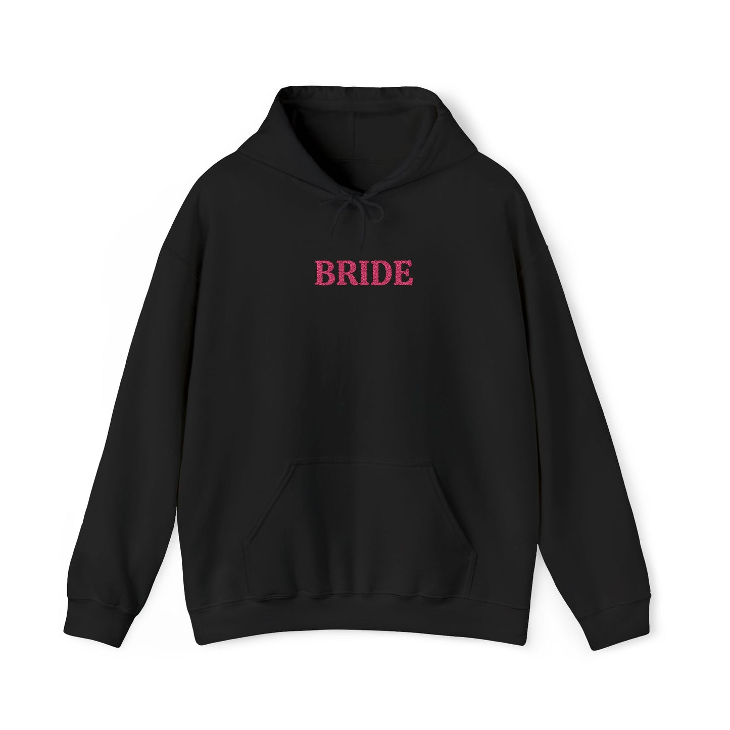 BRIDE Pink Embroidered Hoodie – Customizable Wedding Hoodie