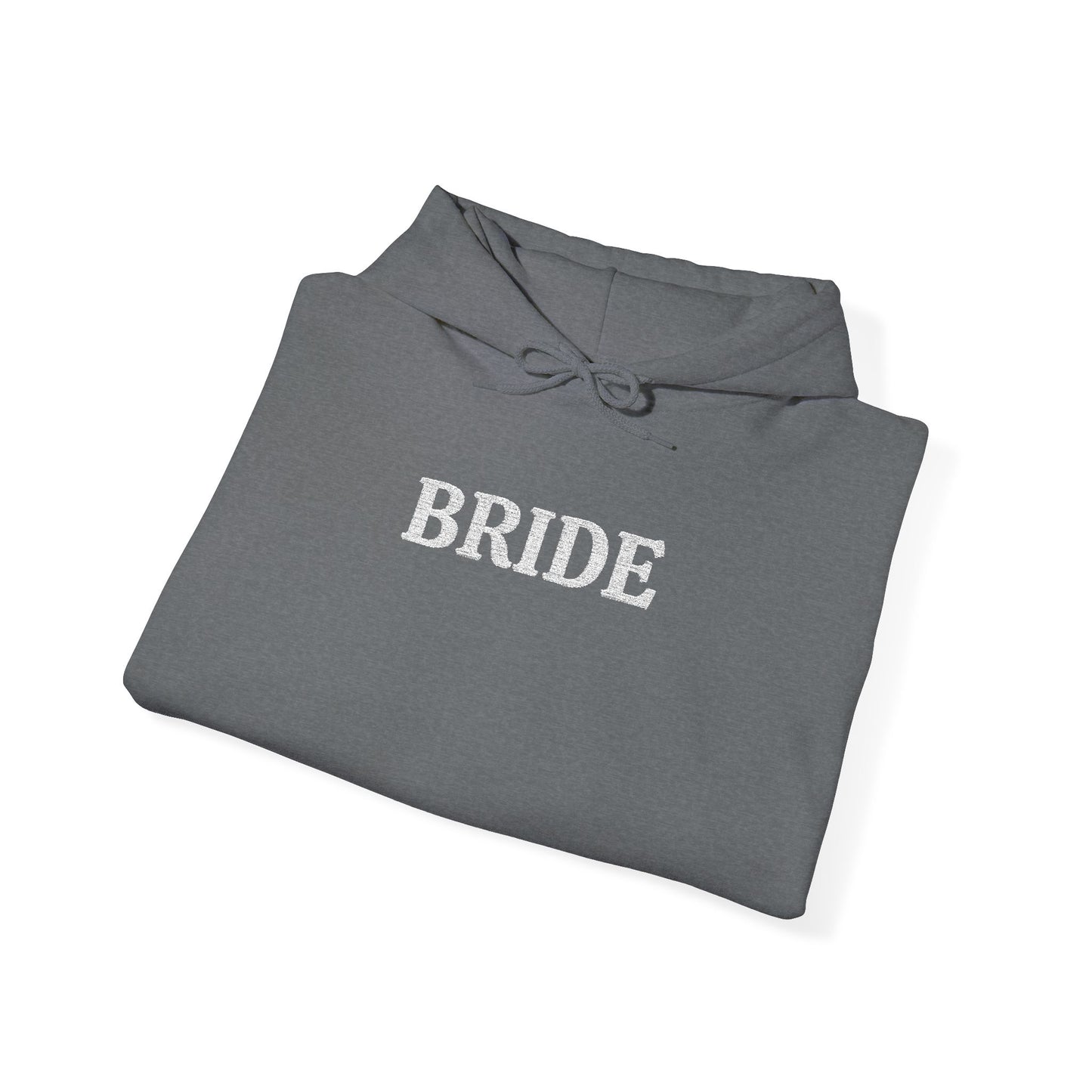 BRIDE White Embroidered Hoodie – Customizable Wedding Hoodie