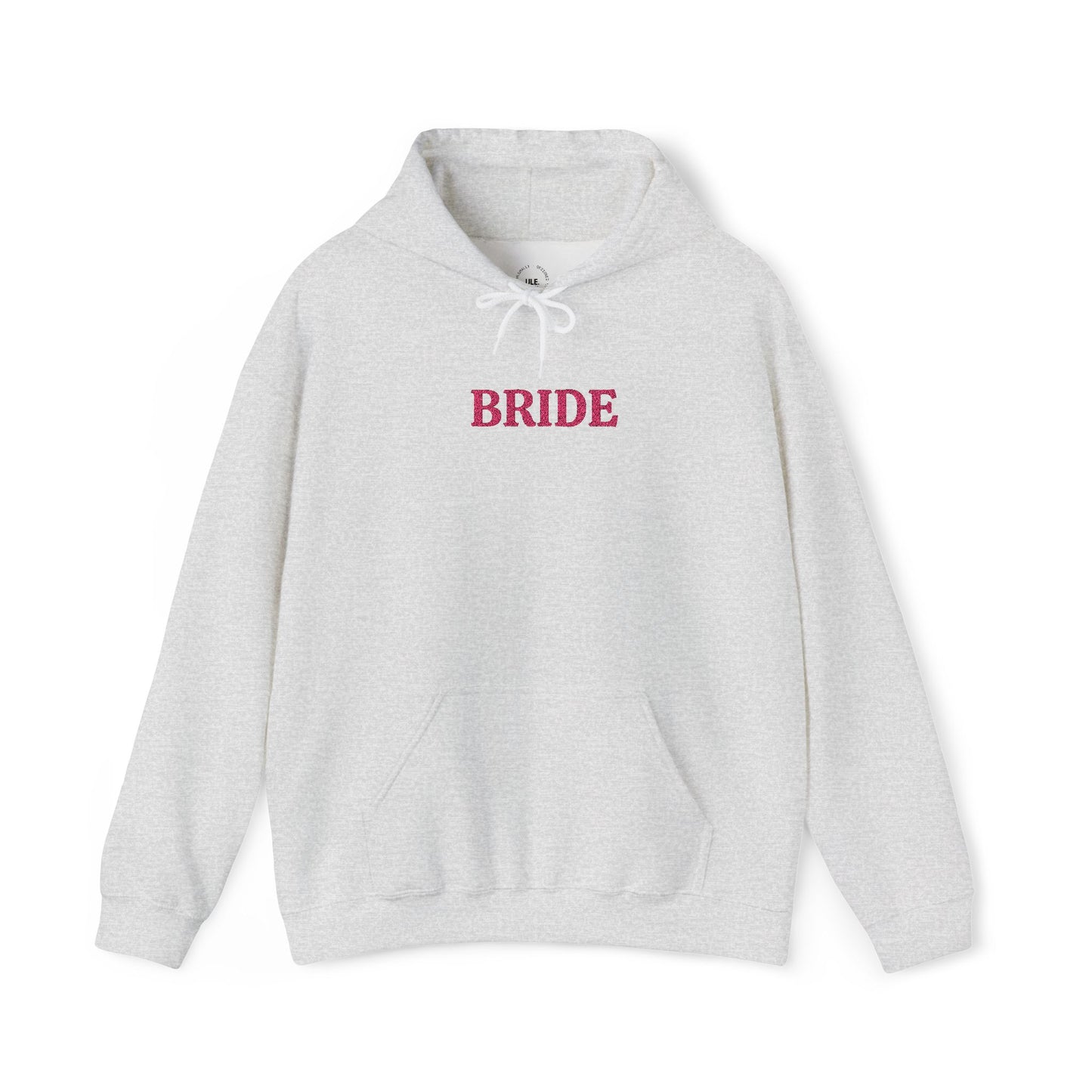 BRIDE Pink Embroidered Hoodie – Customizable Wedding Hoodie