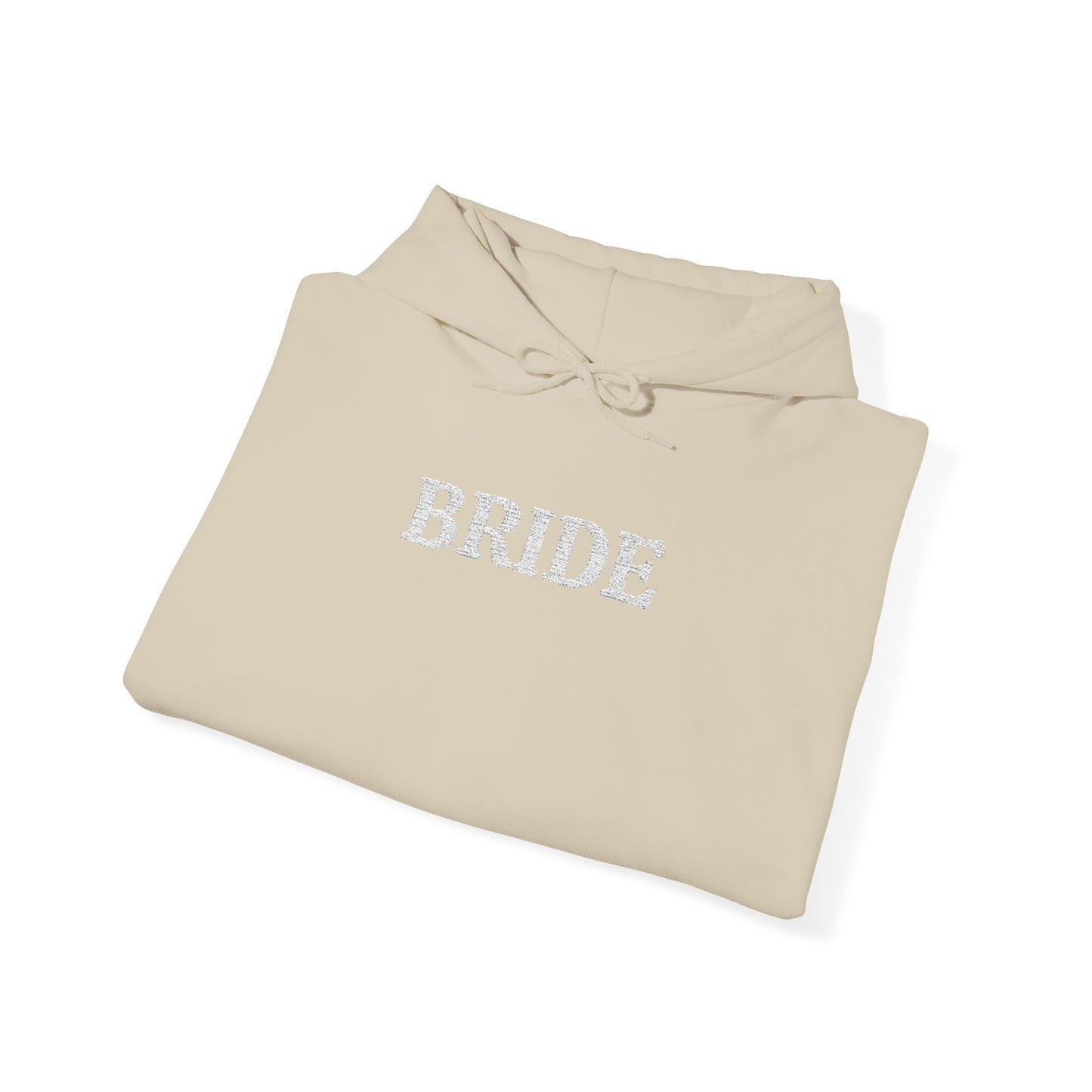 BRIDE White Embroidered Hoodie – Customizable Wedding Hoodie