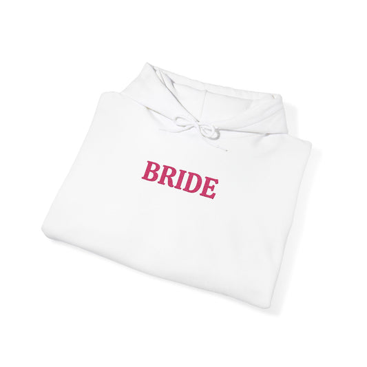 BRIDE Pink Embroidered Hoodie – Customizable Wedding Hoodie